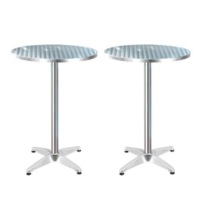 Moana Adjustable Round Outdoor Bar Table, Silver Set of 2