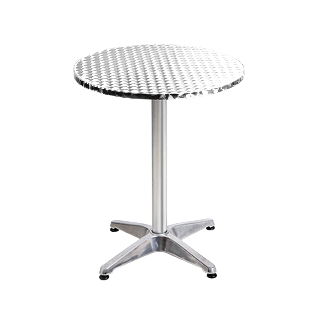 Moana Adjustable Round Outdoor Bar Table, Silver Set of 2