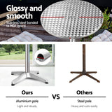 Moana Adjustable Round Outdoor Bar Table, Silver Set of 2