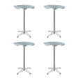 Bowen round silver aluminium outdoor bar table in an outdoor setting