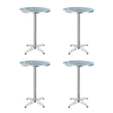 Bowen round silver aluminium outdoor bar table in an outdoor setting