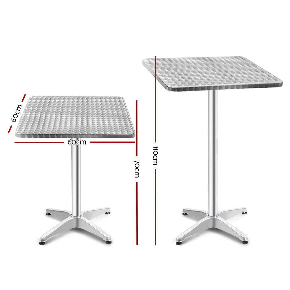 Bowen Outdoor Bar Table, Square Silver Aluminium