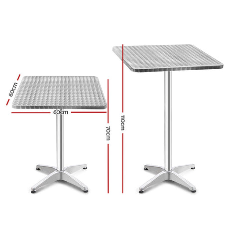 Bowen Outdoor Bar Table, Square Silver Aluminium