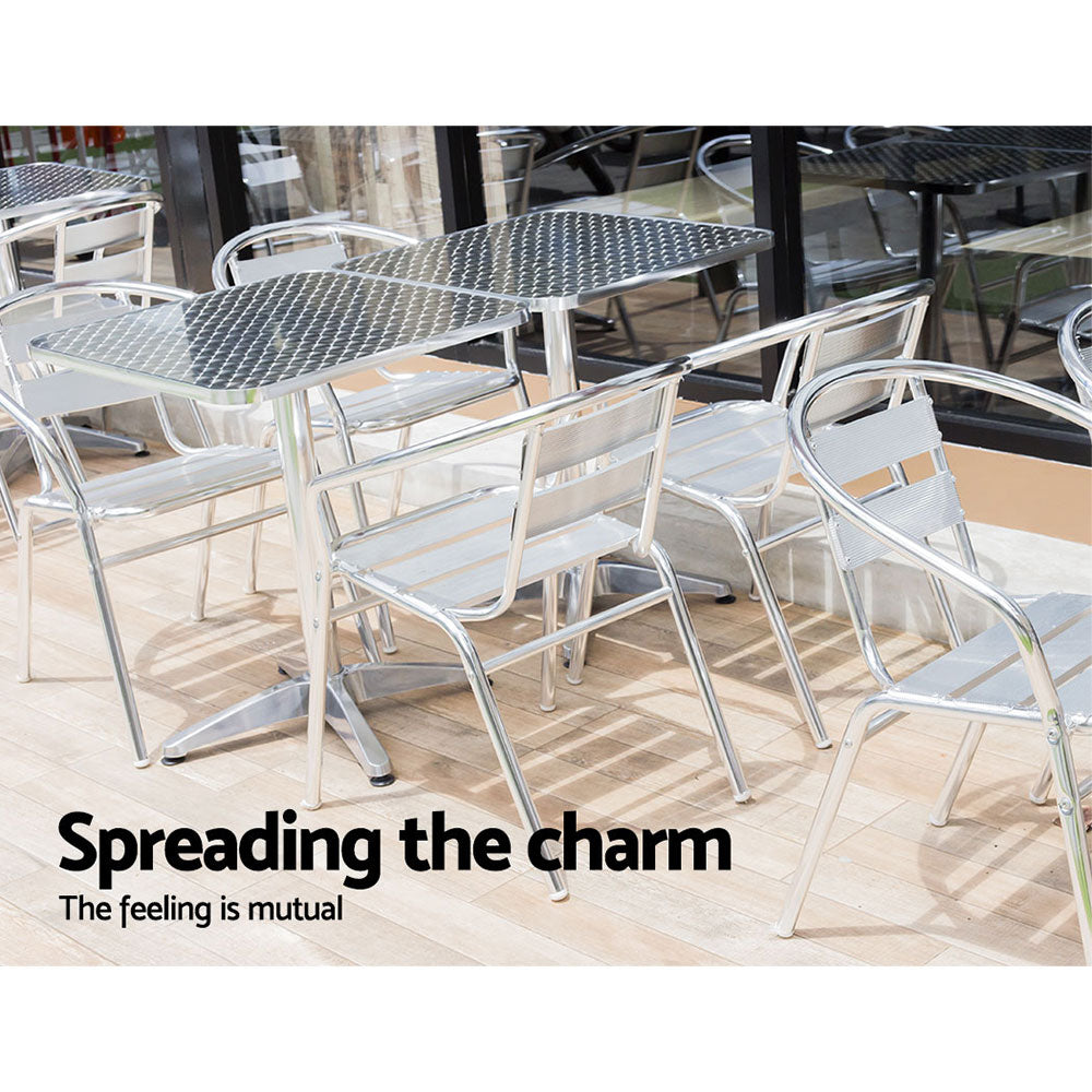 Bowen Outdoor Bar Table, Square Silver Aluminium