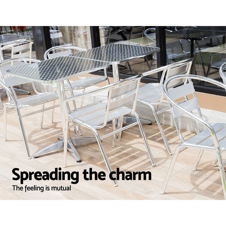 Bowen Outdoor Bar Table, Square Silver Aluminium