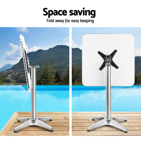 Bowen Outdoor Bar Table, Square Silver Aluminium