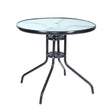 Gardeon Outdoor Bar Table — Steel Frame, Glass Top, Parasol Hole, Bistro Style — Allure Home Collections