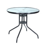 Gardeon Outdoor Bar Table — Steel Frame, Glass Top, Parasol Hole, Bistro Style — Allure Home Collections