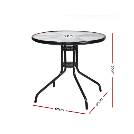 Gardeon Outdoor Bar Table — Steel Frame, Glass Top, Parasol Hole, Bistro Style — Allure Home Collections