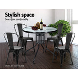 Gardeon Outdoor Bar Table — Steel Frame, Glass Top, Parasol Hole, Bistro Style — Allure Home Collections