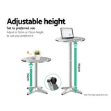 3 Piece Outdoor Bar Set Adjustable Table and Stools Silver