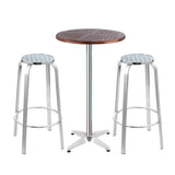 Dunns Creek silver aluminium outdoor bar set with two stools and adjustable table