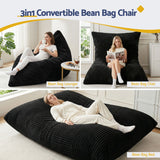 Leura 3 in 1 Convertible Bean Bag Chair, Dark Grey