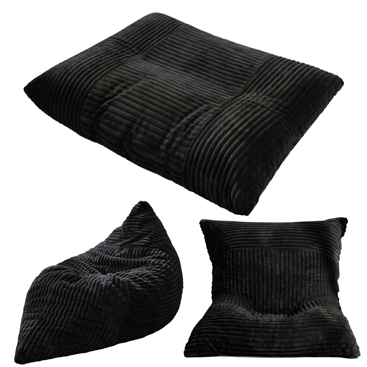 Leura 3 in 1 Convertible Bean Bag Chair, Dark Grey
