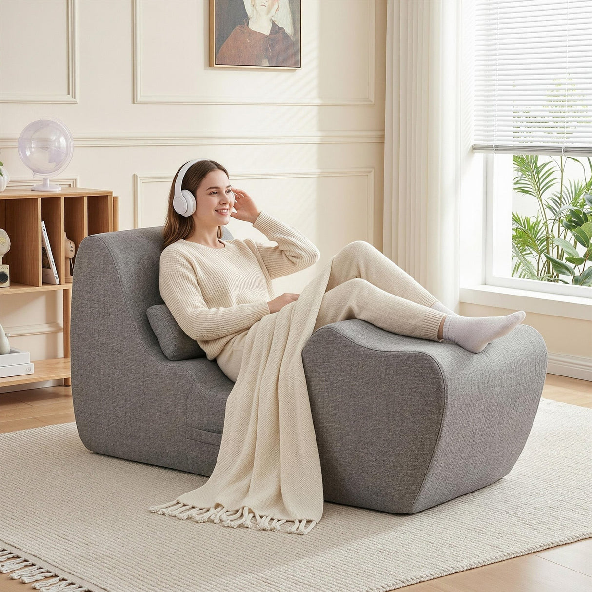 Kurrajong grey chaise lounge in a modern living room