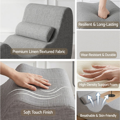 Quinn Chaise Floor Lounger, Grey, view 5