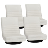 Blackheath white faux linen swivel floor chair in a modern living room