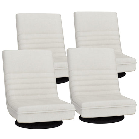 Blackheath white faux linen swivel floor chair in a modern living room