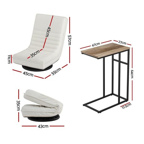 Wentworth Falls Floor Chair and Timber Side Table Set, White