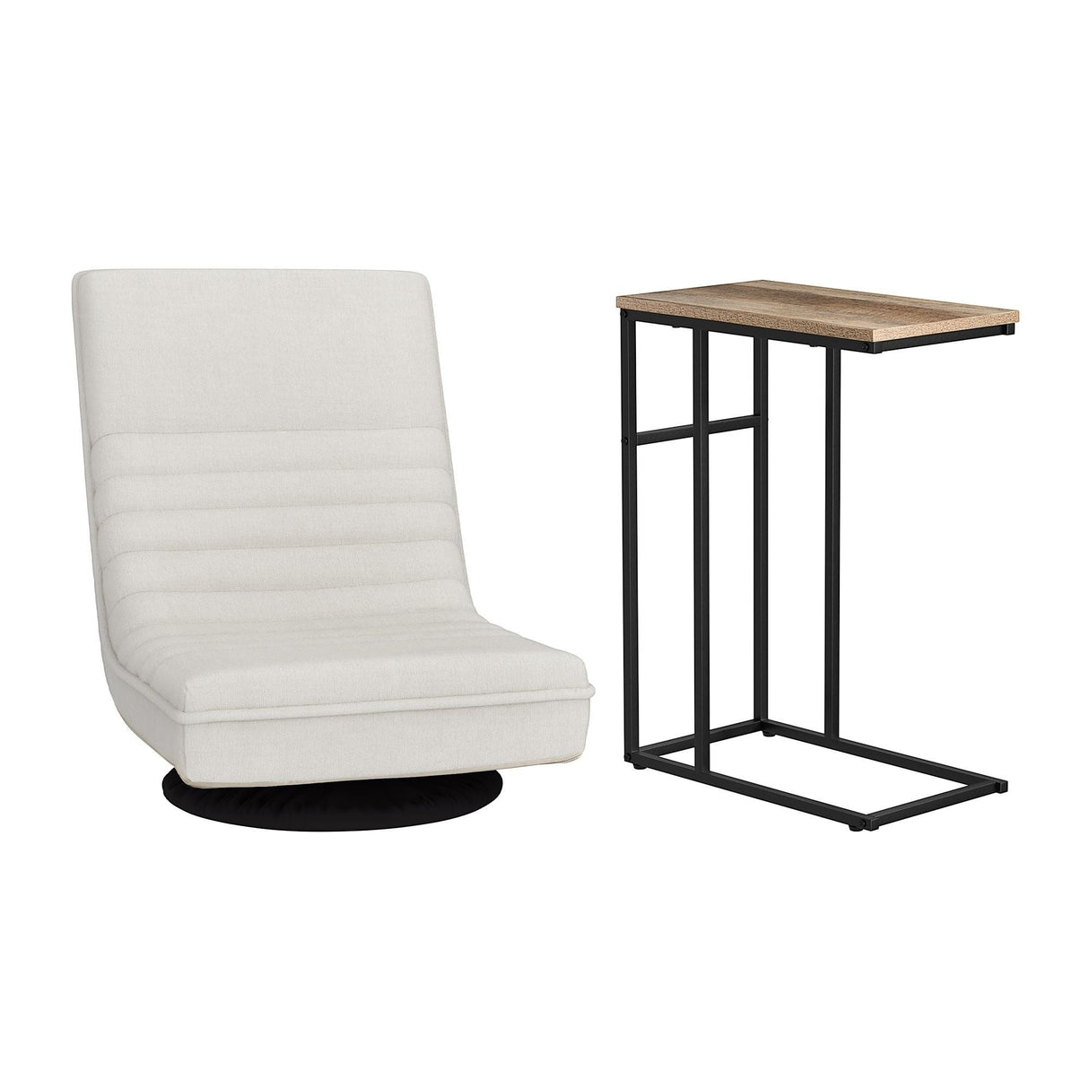 Wentworth Falls Floor Chair and Timber Side Table Set, White