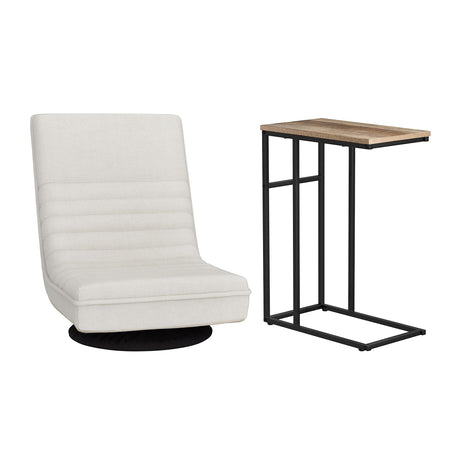 Wentworth Falls Floor Chair and Timber Side Table Set, White