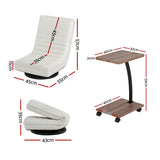 Wentworth Falls Floor Chair and Mobile Side Table Set, White