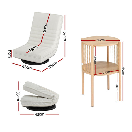 Wentworth Falls Floor Chair and Round Side Table Set, White