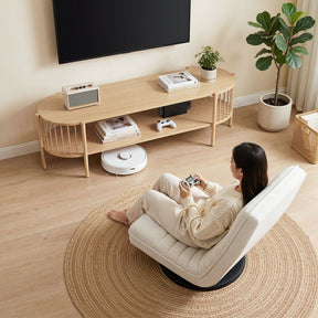 Wentworth Falls white faux linen floor chair in a modern living room