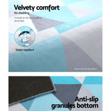 Classic short pile flannel floor rug beige and blue 200x290cm
