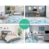 Classic short pile flannel floor rug beige and blue 200x290cm