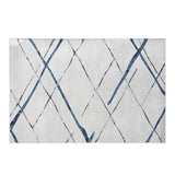 Geometric short pile flannel floor rug blue and grey 200x290cm