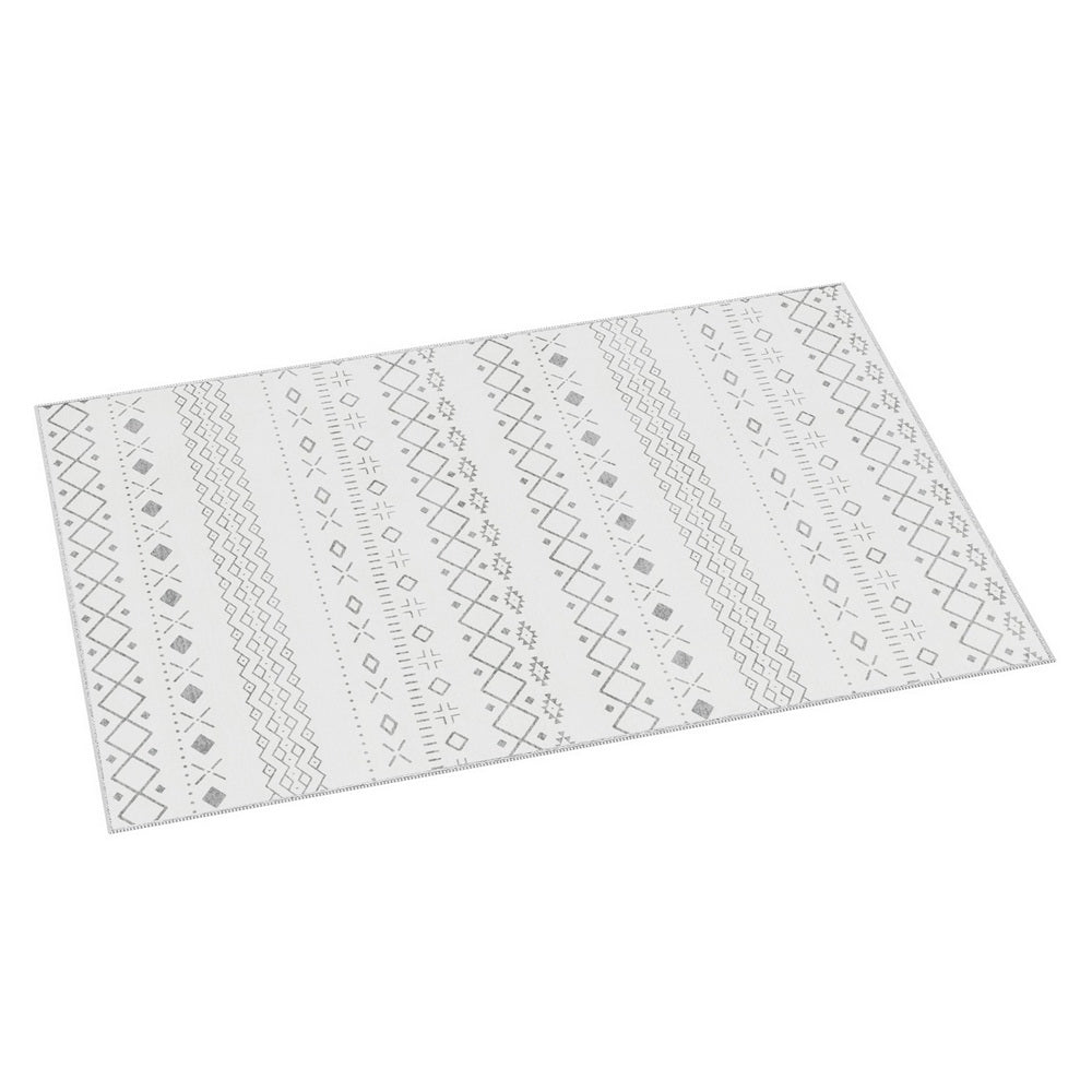Grey and white bohemian crystal velvet floor rug 200 x 290cm view 7