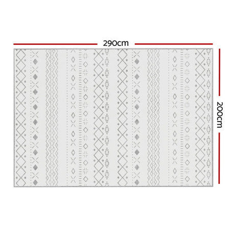 Grey and white bohemian crystal velvet floor rug 200 x 290cm view 2