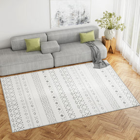 Grey and white bohemian crystal velvet floor rug 200 x 290cm view 1
