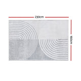 White and grey plush faux rabbit fur floor rug 160 x 230cm view 2
