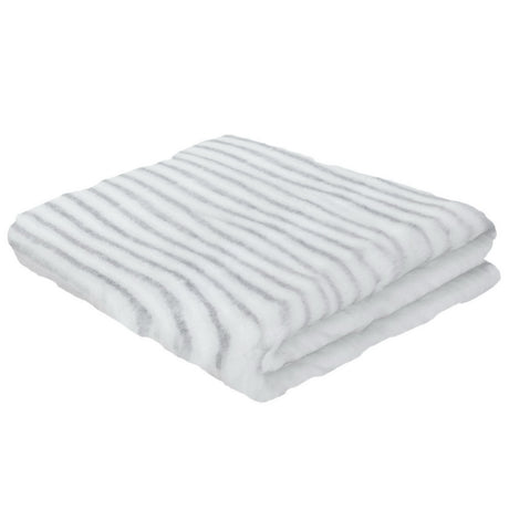 White and grey plush faux rabbit fur floor rug 160 x 230cm view 4