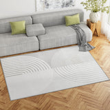 White and grey plush faux rabbit fur floor rug 160 x 230cm view 1