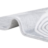 White and grey plush faux rabbit fur floor rug 200 x 290cm view 3