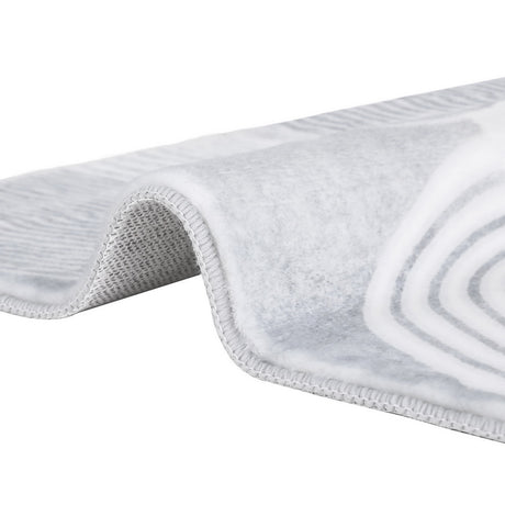 White and grey plush faux rabbit fur floor rug 200 x 290cm view 3