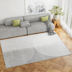 White and grey plush faux rabbit fur floor rug 200 x 290cm view 1