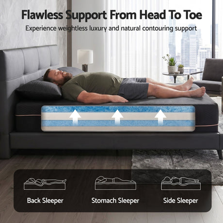 Medium firm gel memory foam mattress, 30cm queen