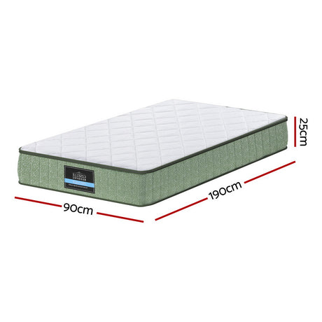 Giselle 25cm Euro Top Dual-Layer Cool Gel Memory Foam Mattress — 7-Zone Charcoal CNC — Allure Home Collections