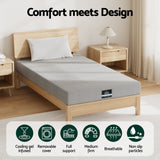 Giselle Bedding 15cm Cool Gel 7-Zone Memory Foam Mattress — Charcoal Foam, Bamboo Cover — Allure Home Collections