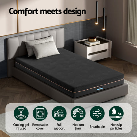 Giselle 18cm Green Tea and Cool Gel Memory Foam Mattress — Non-Spring, Removable Cover — Allure Home Collections