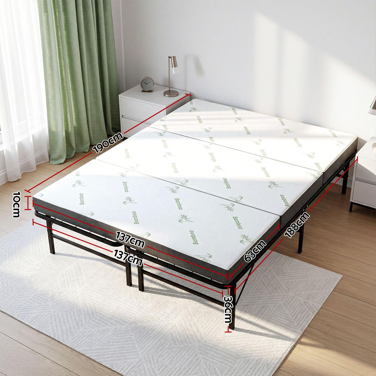 Folding Guest Bed with Mattress, Double
