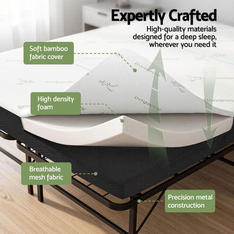 Folding Guest Bed with Mattress, Double