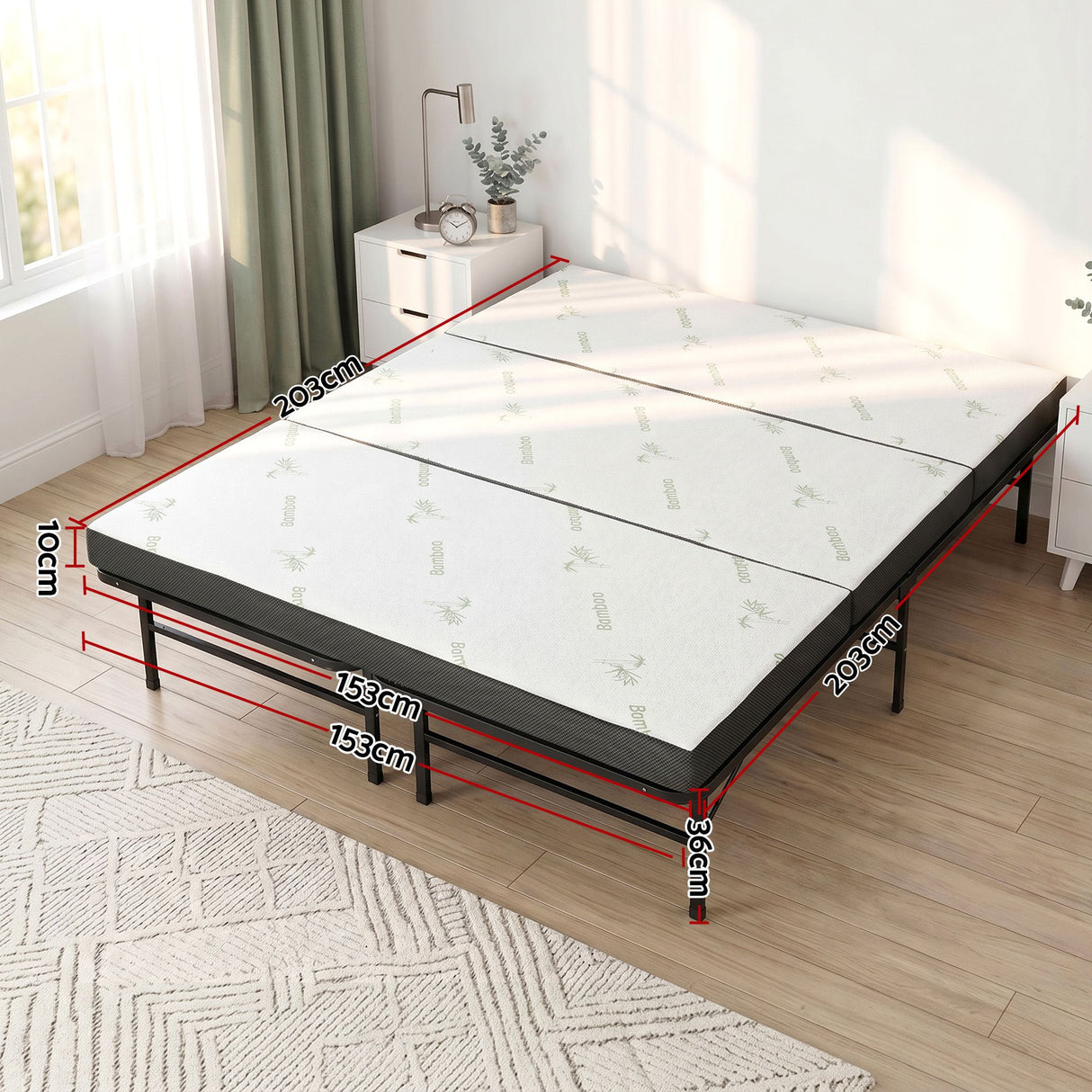 Portable Folding Guest Bed with Foam Mattress, Queen