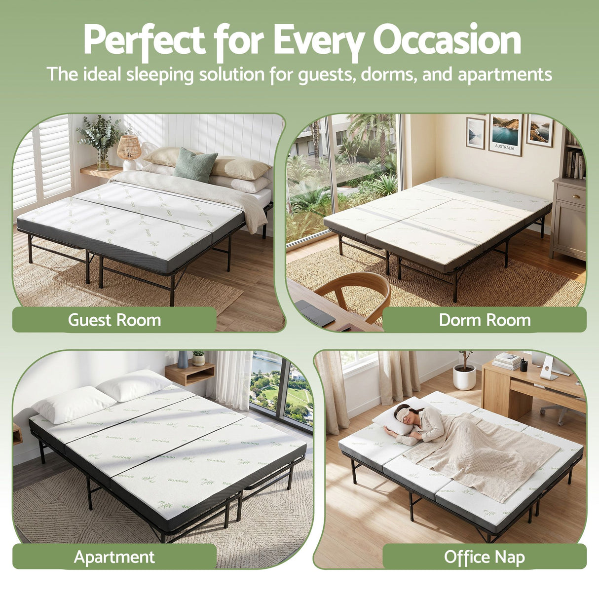 Portable Folding Guest Bed with Foam Mattress, Queen