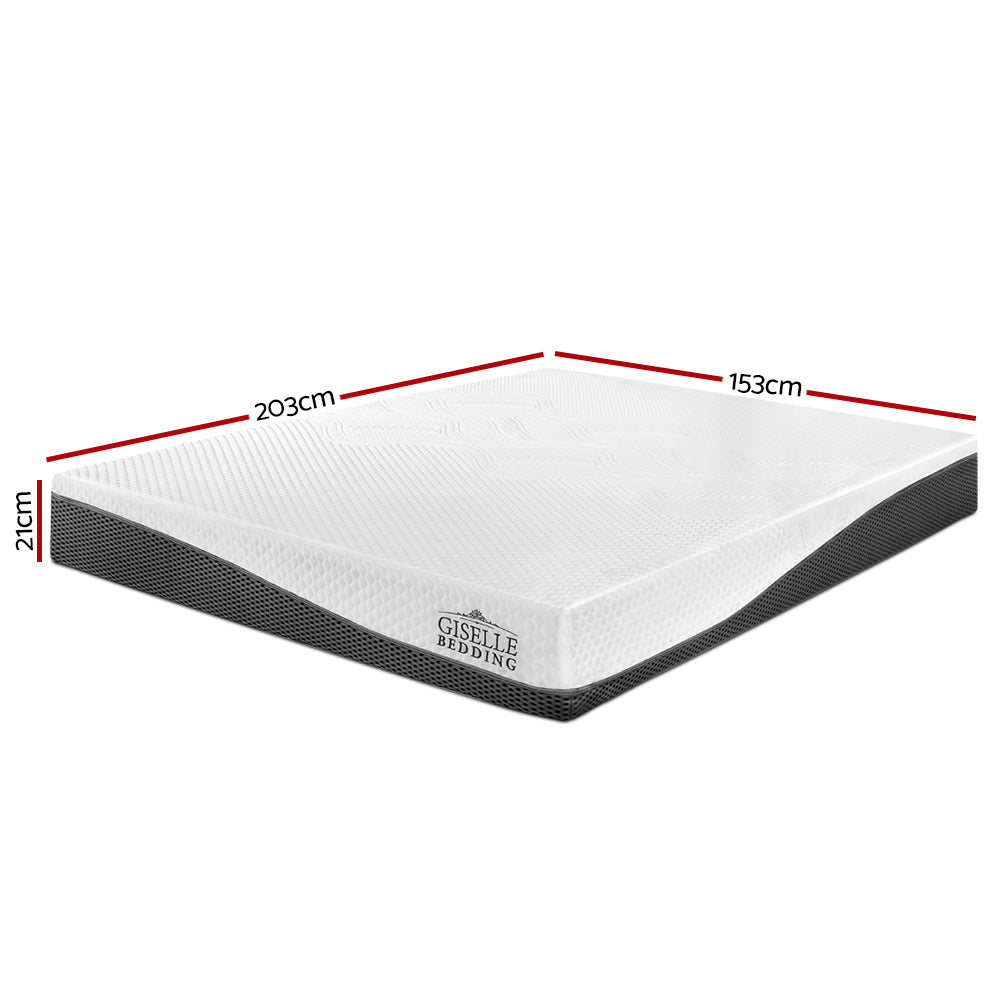 Medium Firm Gel Memory Foam Mattress, 21cm Queen - Allure Home Collections