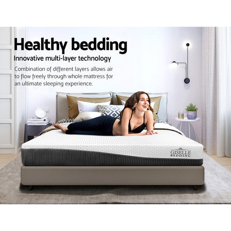 Medium Firm Gel Memory Foam Mattress, 21cm Queen - Allure Home Collections
